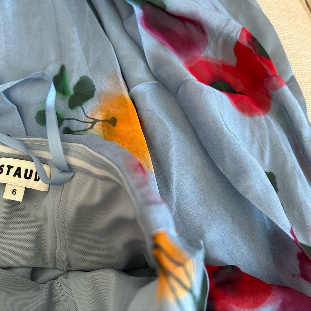 STAUD Cassie Maxi Dress Gown Farmers Market Slate Blue Strapless Cocktail Sz6/8 - Picture 8 of 11